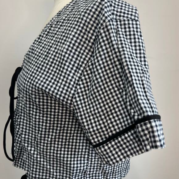 GLG Gingham Tie Front Two Piece Set SZ M Cottagecore Lounge Crop Top Shorts - Picture 4 of 8
